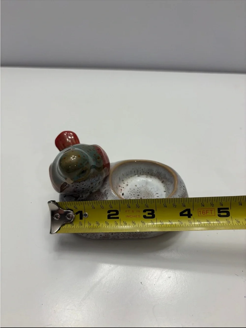 Vintage Ceramic shiny glazed multi color Bird Tea Light Candle Holder